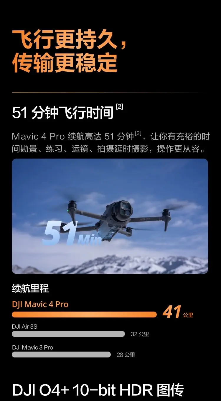 大疆 DJI 御 Mavic 4 Pro 三摄旗舰影像航拍机 带屏遥控器版（DJI RC2）